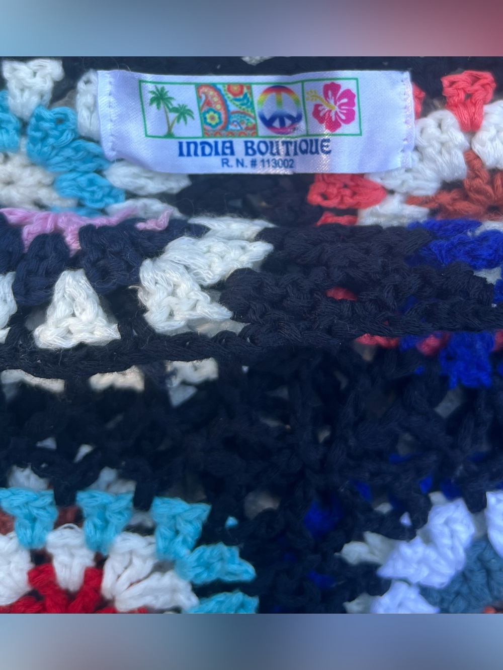 India Boutique Crochet Granny Square Tank Top Boho Festival Crop Top - Picture 4 of 4